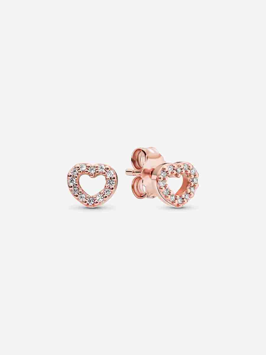 Clous d'Oreilles Cœur Ouvert Métal Doré à l'Or Rose-1 Clous dOreilles Coeur Ouvert Metal Dore a lOr Rose 1