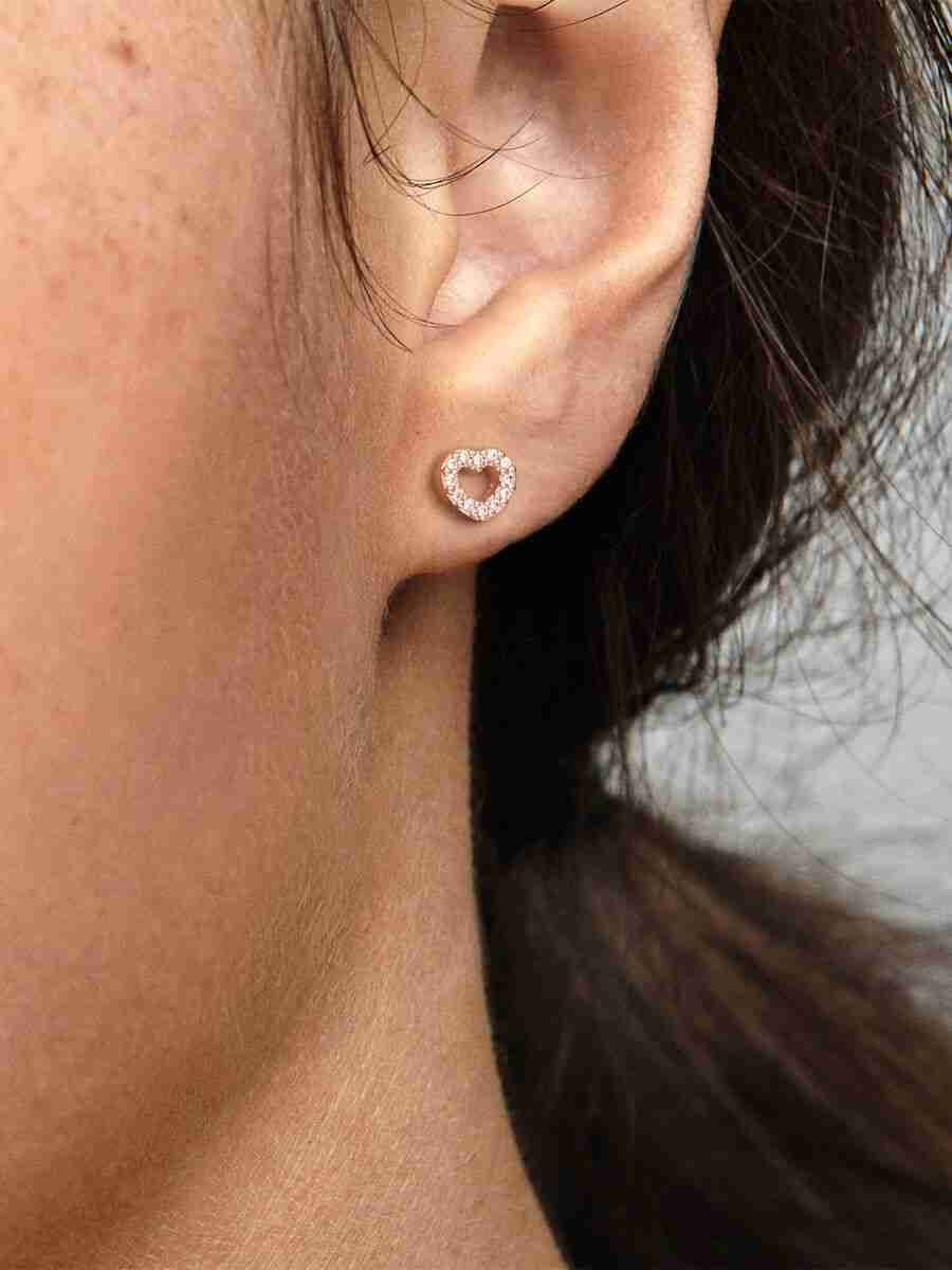 Clous d'Oreilles Cœur Ouvert Métal Doré à l'Or Rose Clous dOreilles Coeur Ouvert Metal Dore a lOr Rose