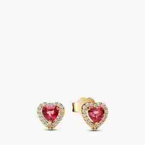 Clous d'Oreilles Cœurs Surélevés Métal Doré