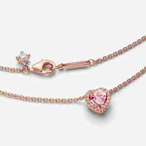Collier Cœur Rose Métal Doré à l'Or Rose 1 Collier Coeur Rose Metal Dore a lOr Rose 1