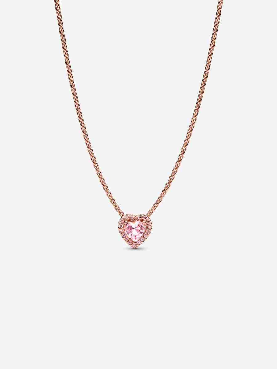 Collier Cœur Rose Métal Doré à l'Or Rose Collier Coeur Rose Metal Dore a lOr Rose