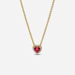 Collier Cœur Surélevé Métal Doré