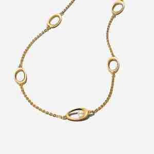 Collier Ovale de Forme Organique & Perle de Culture d'Eau Douce Traitée