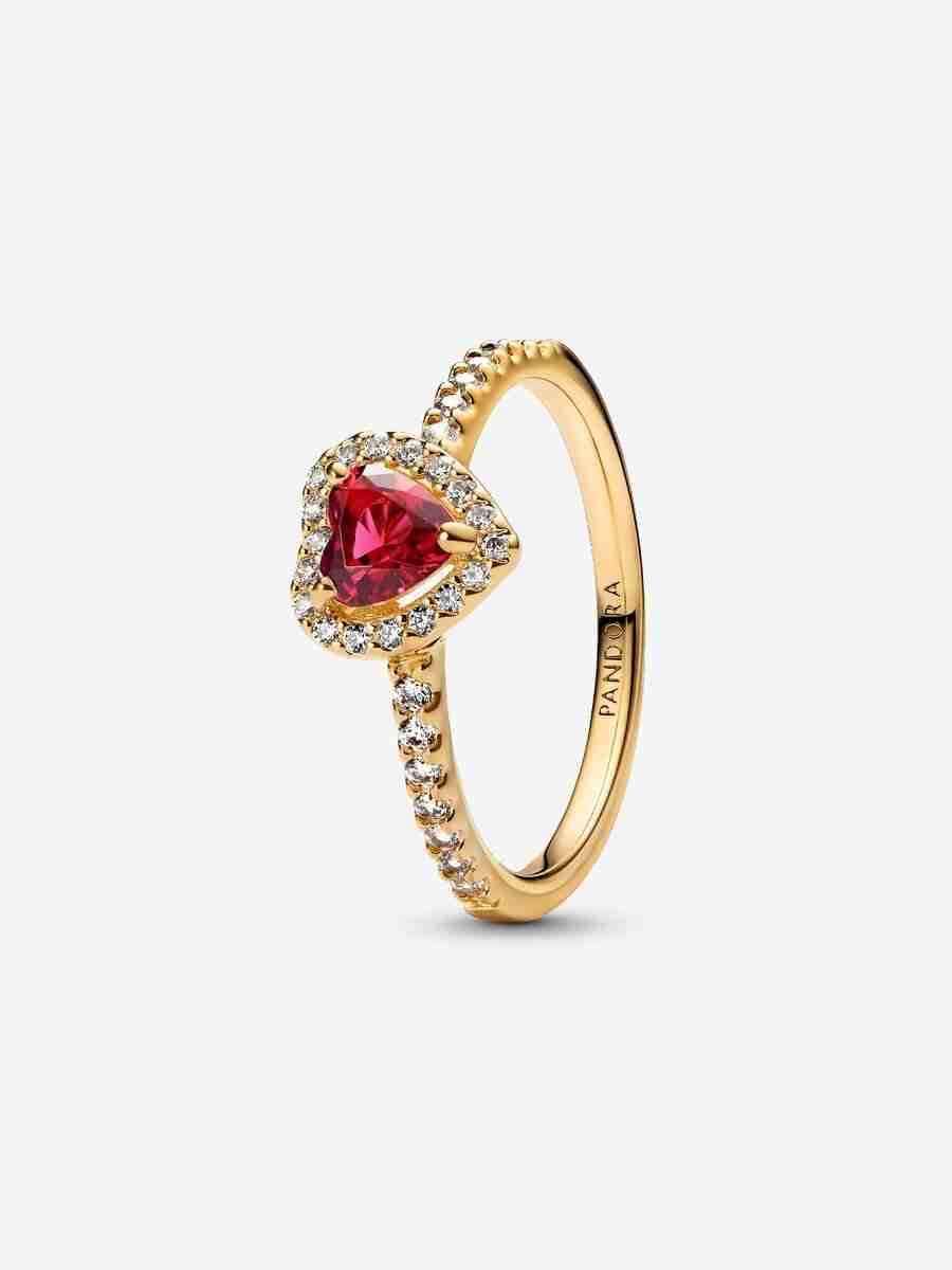 Heart 14k gold-ring with cherries jubilee red crystal and clear cubic zirconia Heart 14k gold ring with cherries jubilee red crystal and clear cubic zirconia