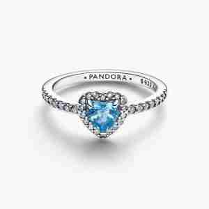 Bague Cœur Bleu Clair Surélevé