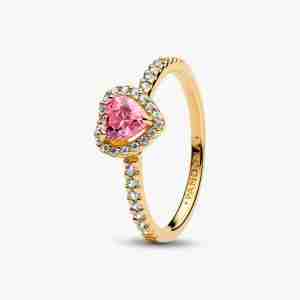 Bague Cœur Rose Surélevé Dorée