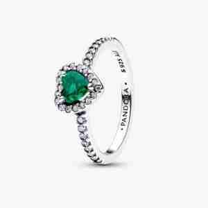 Bague Cœur Vert Royal Surélevé