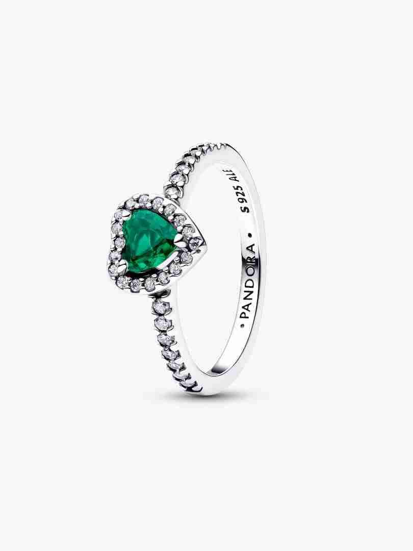 Bague Cœur Vert Royal Surélevé Bague Coeur Vert Royal Sureleve