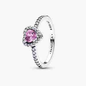 Bague Cœur Violet Clair Surélevé