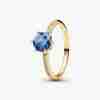 Bague Solitaire Couronne Scintillante Bleue