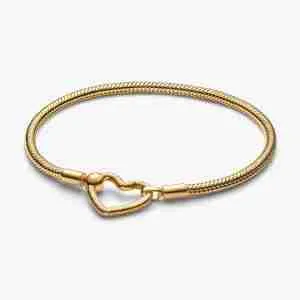 Bracelet Maille Serpent Fermoir Cœur Doré