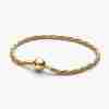 Bracelet Maille Serpent Torsadée Fermoir Pandora Rond- l'Or 14 carats