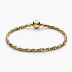 Bracelet Maille Serpent Torsadée Fermoir Pandora Rond- l'Or 14 carats 1 Bracelet Maille Serpent Torsadee Fermoir Pandora Rond 1