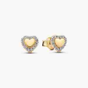 Clous d’Oreilles Cœur Halo Dorés