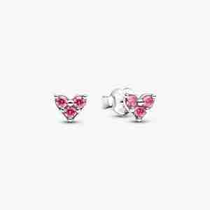 Clous d’Oreilles Cœur Trio de Pierres Roses