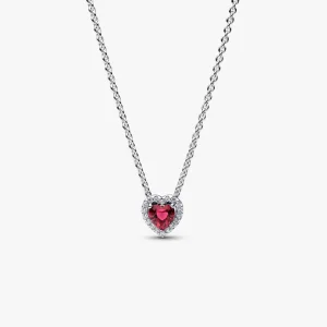 Collier Cœur Surélevé Rouge