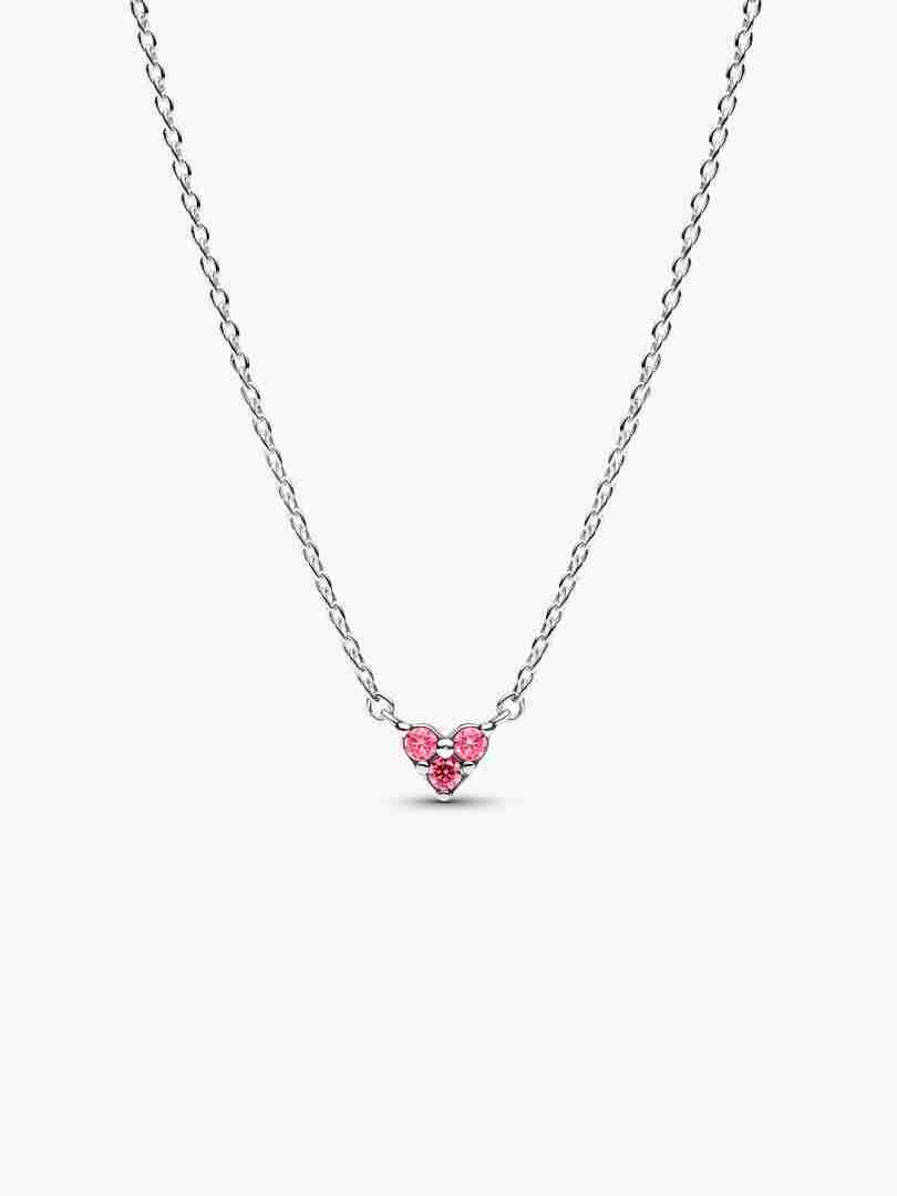 Collier Cœur Trio de Pierres Roses Collier Coeur Trio de Pierres Roses