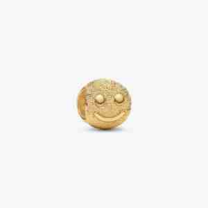 Mini Charm Visage Souriant Texturé Doré